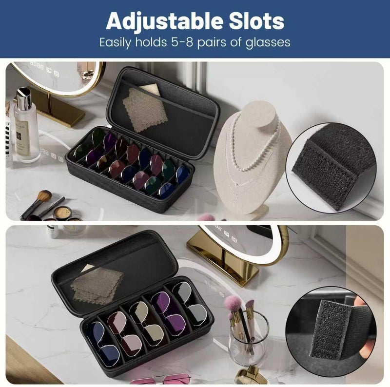 Vecxoty Travel Sunglasses Organizer​,​ Hard Shell​ Sunglass Case Adjustable Slots for Multiple ​Sunglass Eyeglass Case - Image 3